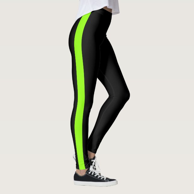 Chic Black Neon Green Side Panel Leggings (Rechts)