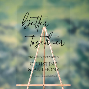 Chic Black on Transparent Better Together Wedding Acrylschild
