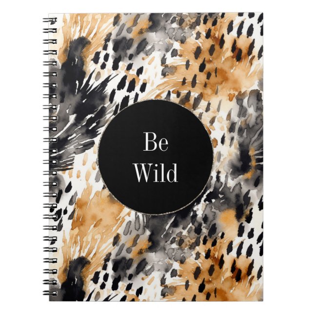 Chic Black Peach White Leopard Animal Print Notizblock (Vorderseite)