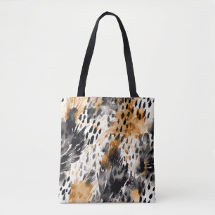 Chic Black Peach White Leopard Animal Print Tasche