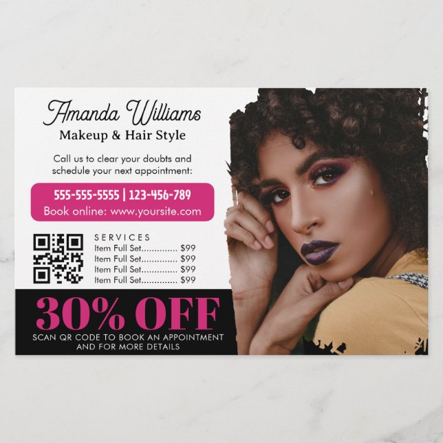 Chic Black Pink Schönheitssalon Promo Discount Fly Flyer (Vorne)