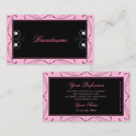 Chic Black Pink Sparkling Diamonds Elegantes Verzi Visitenkarte