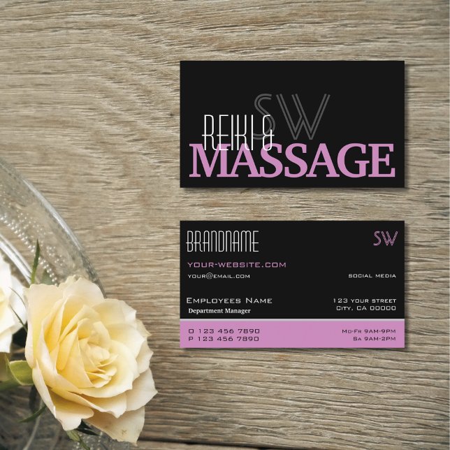 Chic Black Pink und White Simple mit Monogram Visitenkarte (Von Creator hochgeladen)