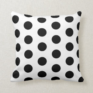 Chic Black Polka Dots auf weißem Kissen mit Rücken