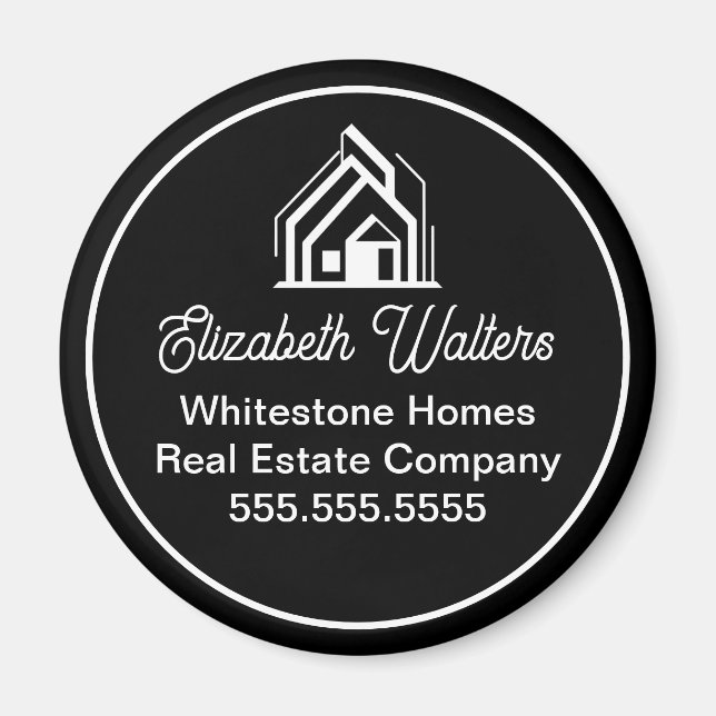 Chic Black Real Estate Company Customized Realtor Magnet (Vorne)