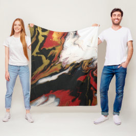 Chic Black Red Gold Abstrakt Fleece Blanket (Med)