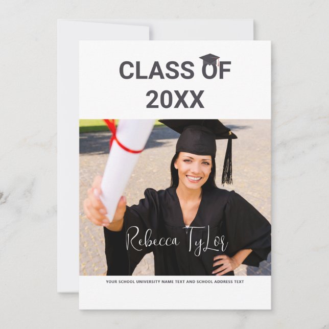 Chic Black & Red Typography Photo Invitation (Devant)