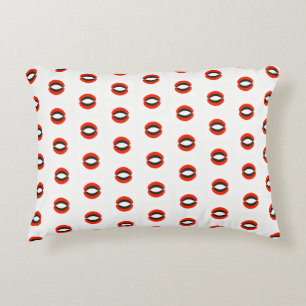 Chic Black Red White Pattern Zierkissen