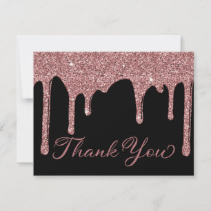Chic Black Rose Gold Drilling Glitzer Vielen Dank Dankeskarte