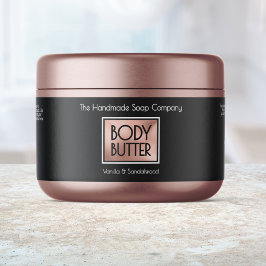 Chic Black, Rose Gold, White Body Butter Jar label