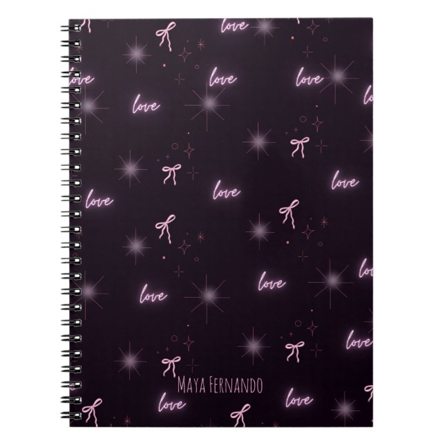 Chic Black & Rose Love-Theme carnet spirale (Devant)