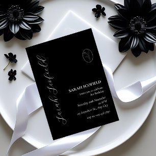 Chic Black Script 30. Geburtstag Einladung