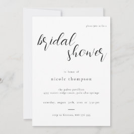 Chic Black Script Bridal Shower Invitation Minimal Einladung
