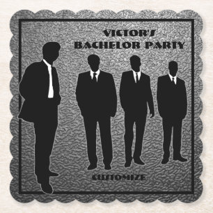 Chic Black & Silver Bachelor Party Untersetzer