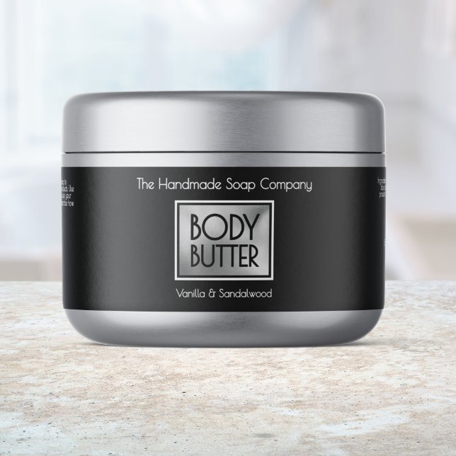 Chic Black, Silver, White Body Butter Jar label (Von Creator hochgeladen)