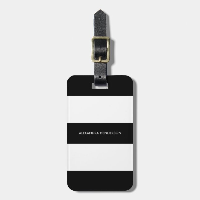 Chic Black Strip Travel | Gepäckmarke Gepäckanhänger (Vorderseite vertikal)