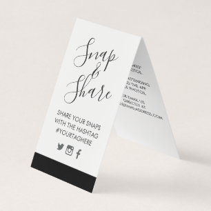 Chic Black Stripe Wedding Party Hashtag Mini Signe
