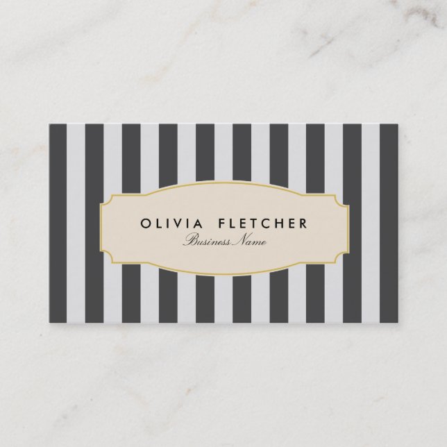 Chic Black Stripes Business Cards Visitenkarte (Vorderseite)