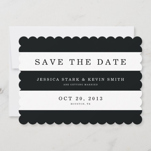 Chic Black Stripes Save the Date (Vorderseite)