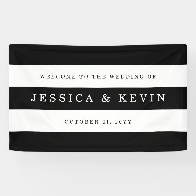 Chic Black Stripes Wedding Banner (Horizontal)