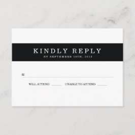 Chic Black Stripes Wedding RSVP Karte