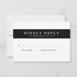 Chic Black Stripes Wedding RSVP Karte