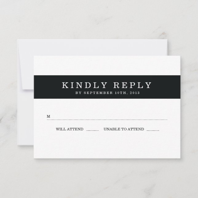 Chic Black Stripes Wedding RSVP Karte (Vorderseite)