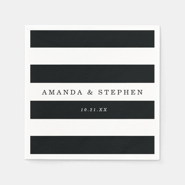 Chic Black Stripes Wedding Serviette (Vorderseite)