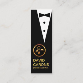Chic Black Tuxedo Butler Services Mini Visitenkarte