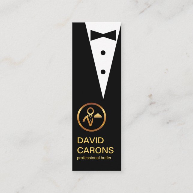 Chic Black Tuxedo Butler Services Mini Visitenkarte (Vorderseite)