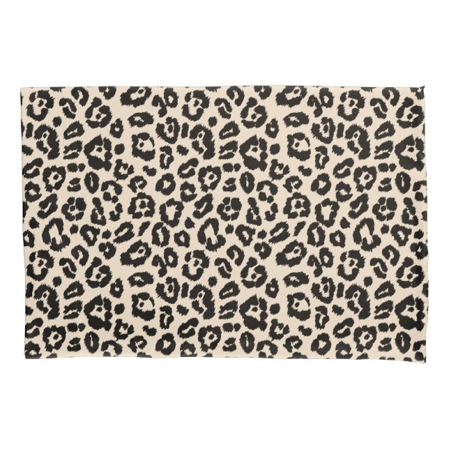 Chic Black und Ivory Leopard Print Kissenbezug (Vorderseite)