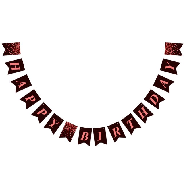 Chic Black und Red Confetti Happy Birthday Wimpelkette (Alle)