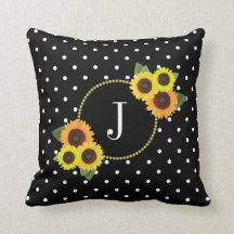 Chic Black Vintag Blume Polka Dots Monogramm