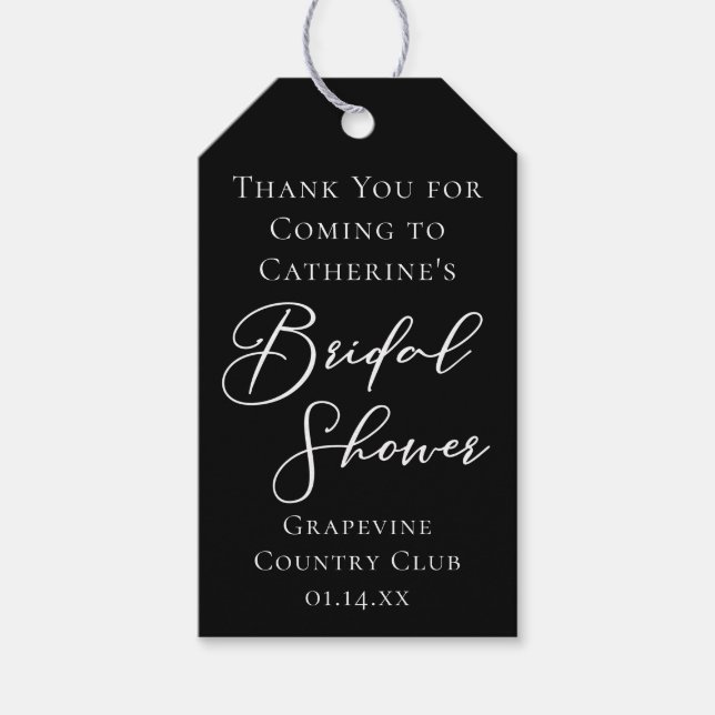 Chic Black White Bridal Shower Personalized Geschenkanhänger (Vorderseite)