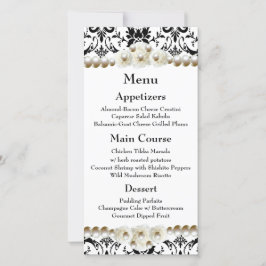 Chic Black & White Damask Pearl Wedding