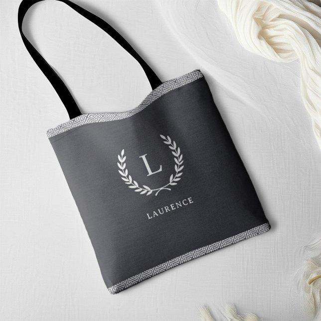 Chic Black & White Elegant Modern Monogram Initial Tasche (Von Creator hochgeladen)