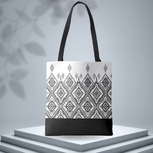 Chic Black & White Ethnic Muster Tasche