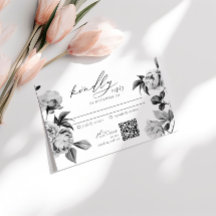 Chic Black & White Floral Wedding RSVP