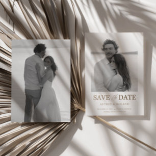 Chic Black & White Foto Gold Text Save the Date