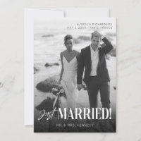 Chic Black & White Foto Typografie Just Married