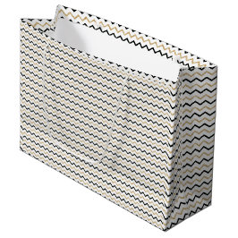 Chic Black, White & Gold Zickzack Geschenktasche Große Geschenktüte