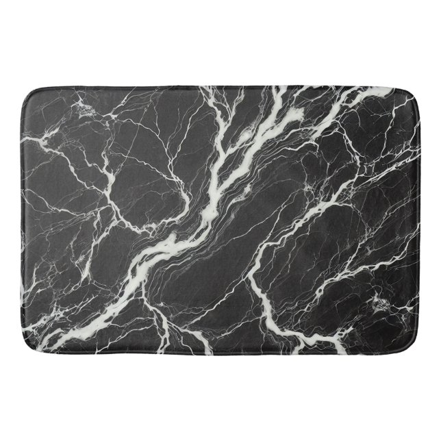 Chic Black & White Marmor Look Glamour Badematte (Vorderseite)