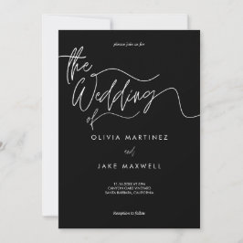 Chic Black & White Modern Script Hochzeit Einladung