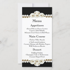 Chic Black & White Pearl Wedding Menu
