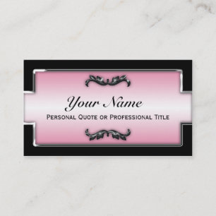 Chic Black, White & Pink Metallic Business Cards Visitenkarte