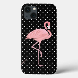 Chic Black & White Polka Dot mit rosa Flamingo Case-Mate iPhone Hülle
