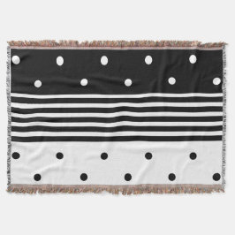 Chic Black & White Polka Dot Throw Blanket Decke