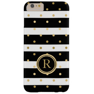 Chic Black & White Streifen Gold-Polka Punkte Barely There iPhone 6 Plus Hülle