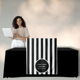 Chic Black & White Stripes Business Name Event Wandteppich
