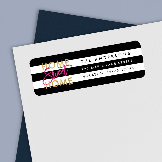 Chic Black & White Stripes Gold Zuhause Sweet Zuha (Von Creator hochgeladen)